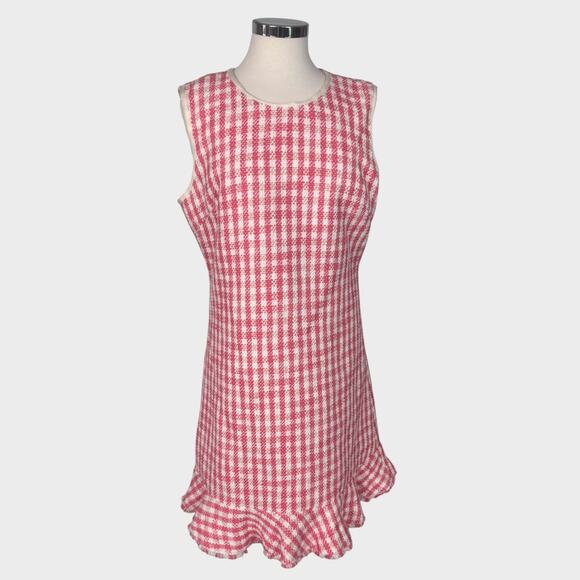 Kate Spade Gingham Tweed Dress Ivory Peach Nectar Size 14 Sleeveless - Picture 2 of 11